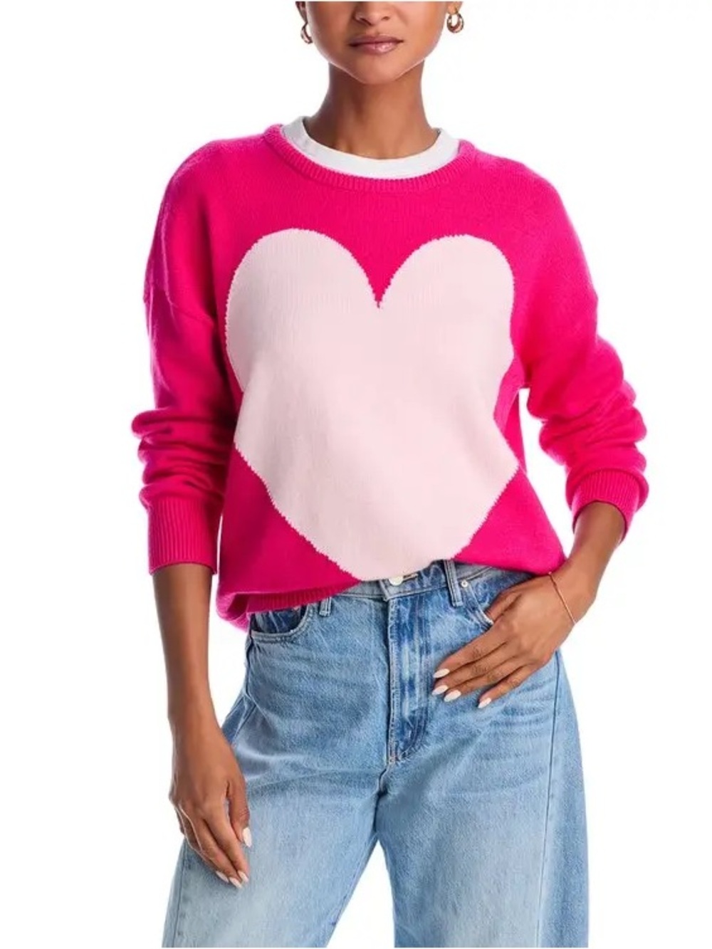Aqua X Kerri Rosenthal NWT Pink Heart Sweater Bloomingdale’s Exclusive Large